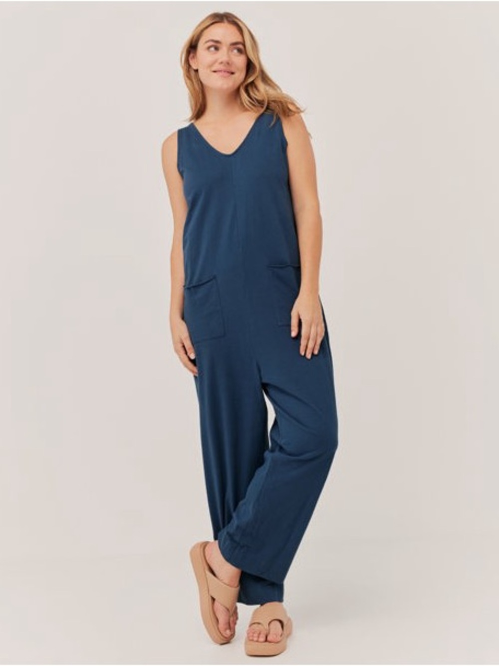PACT Women’s All Ease Lounge Jumpsuit French Navy Size Medium